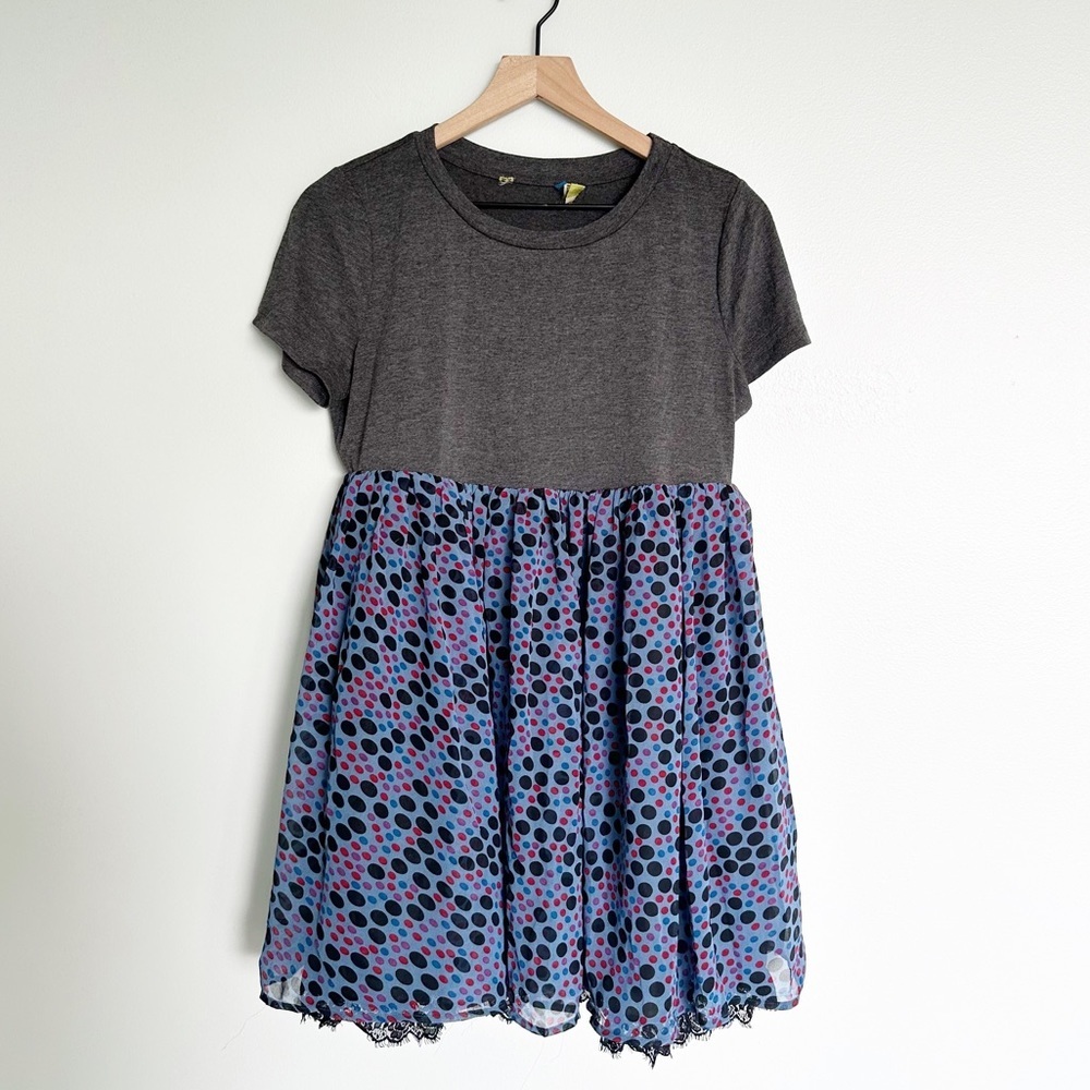 Admit One Mixed Pattern Skater Tshirt Mini Dress